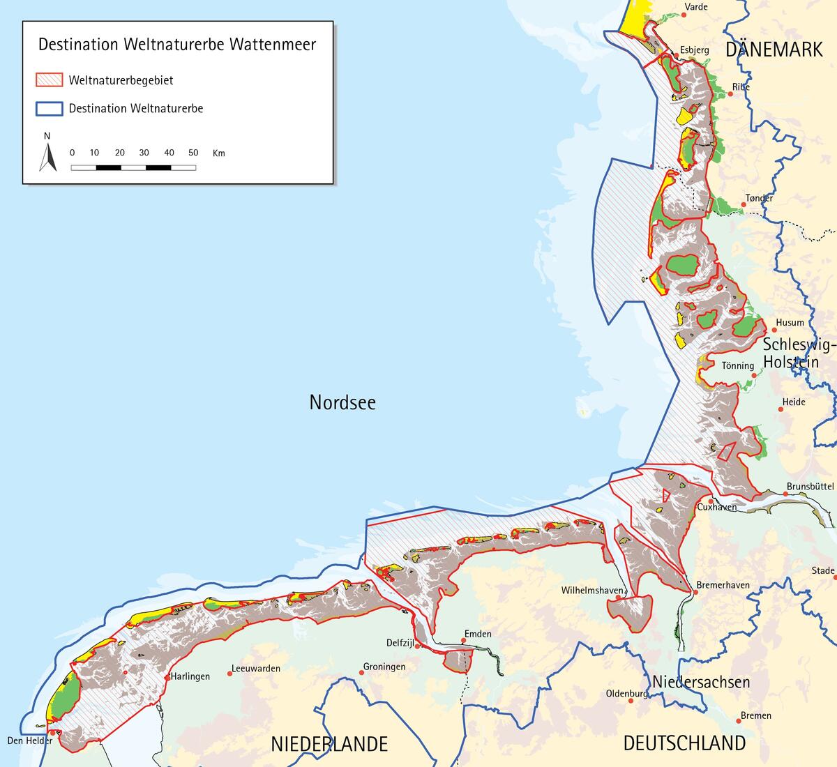 Map of the Wadden Sea Destination and World Heritage site. CWSS.